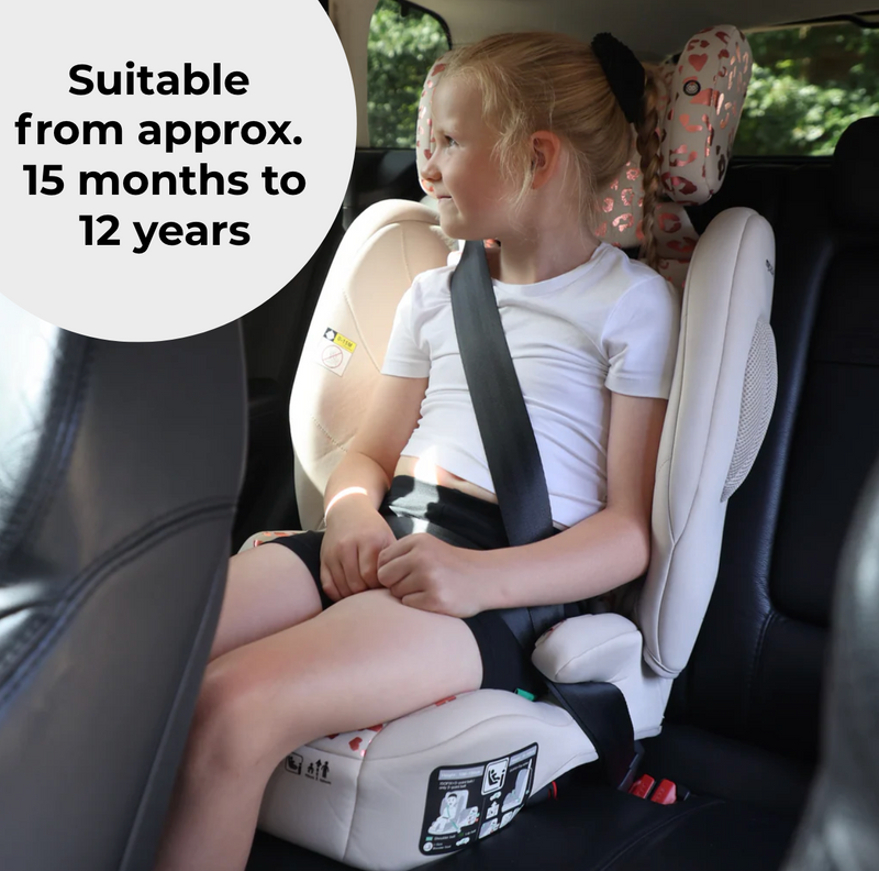 My Babiie MBCS80 Foldable Toddler to Booster R129 Car Seat with ISOFIX - Pink Leopard