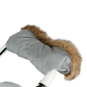 Fur Trimmed Grey Pushchair Handmuff - Grade A