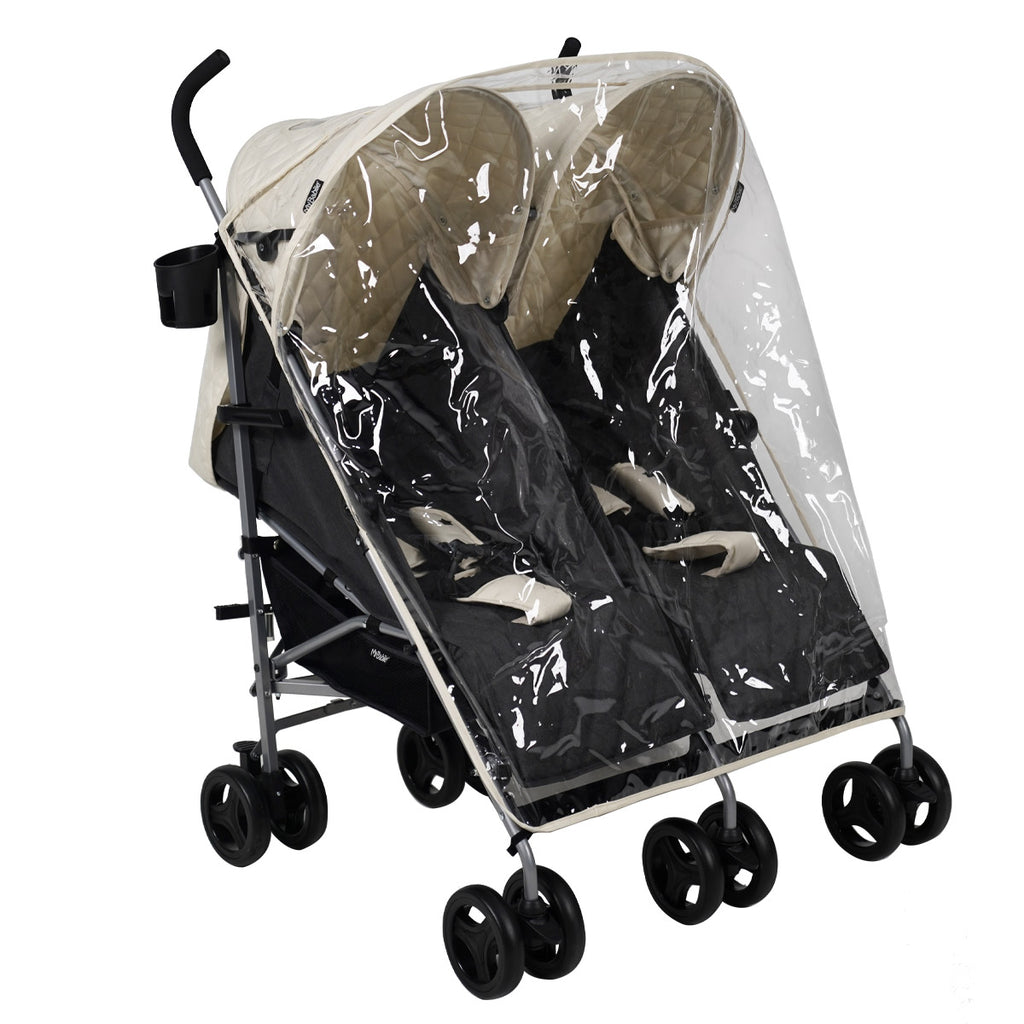 MB11 Double Stroller Rain Cover (Cream)