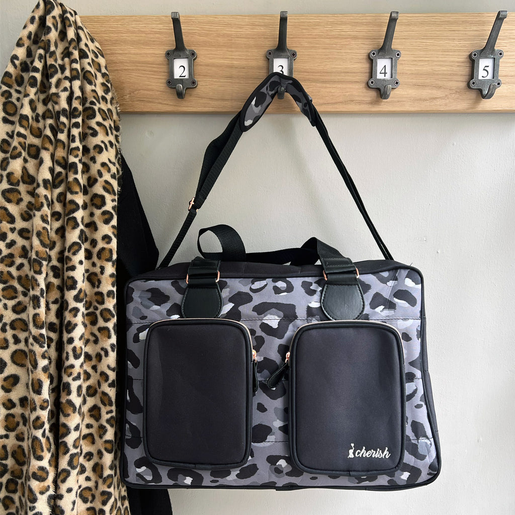 My Babiie Dani Dyer Black Leopard Deluxe Changing Bag