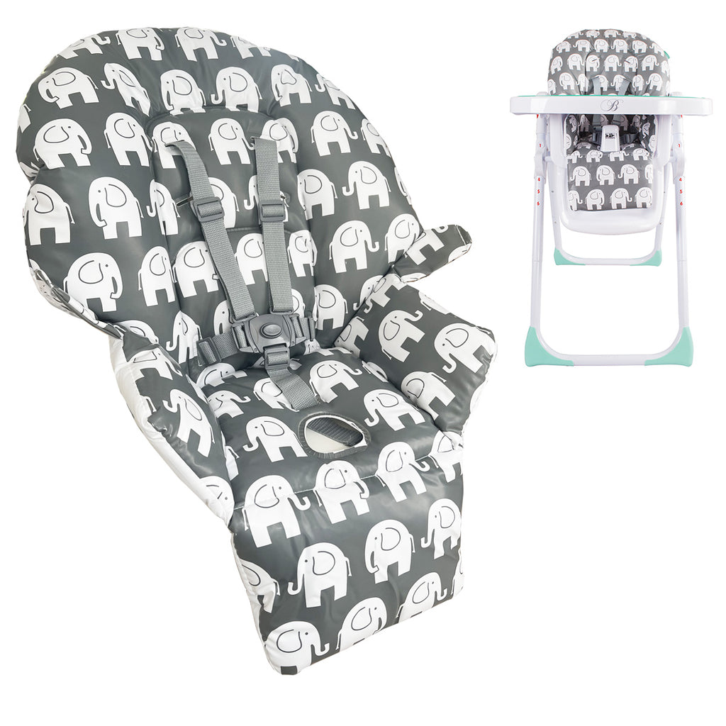 MBHC8 Premium Highchair Seat Cover Grey Elephants – My Babiie