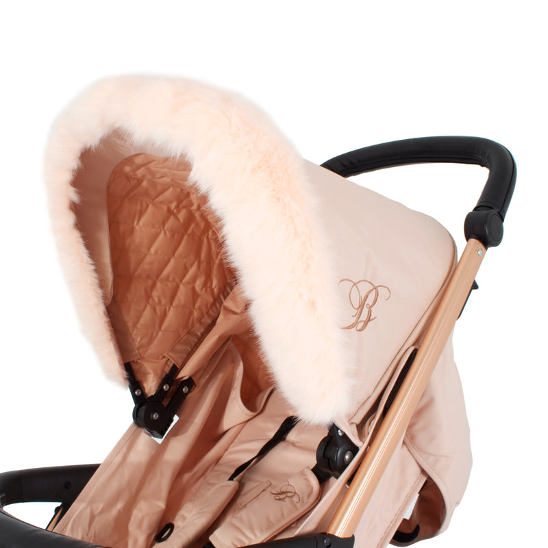 My Babiie Luxurious blush faux fur pram hood trim