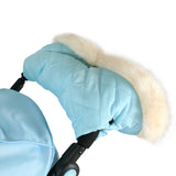 Fur Trimmed Baby Blue Pushchair Handmuff