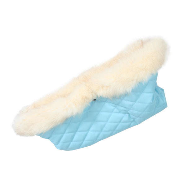 Fur Trimmed Blue Pushchair Handmuff